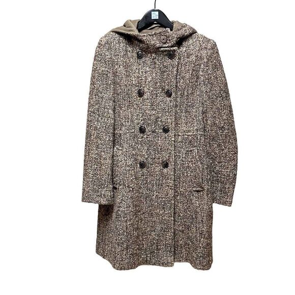 🌟70% OFF🌟NEW 🌟DKNY Brown Wool Coat with Hoody - Picture 1 of 3